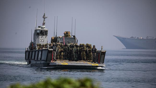 Australian troops during an amphibious landing. Picture: Agvi Firdaus