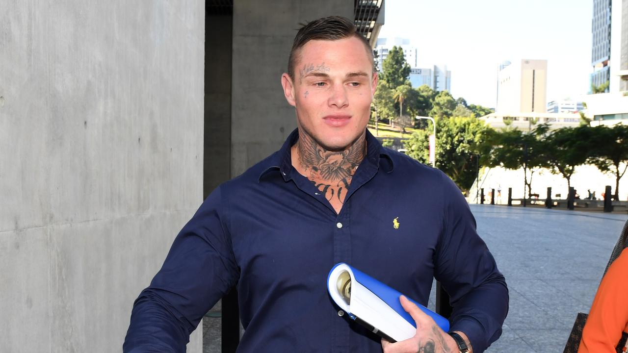 Dan Kilian leaving the Supreme Court in Brisbane in 2017. The former under-20s Gold Coast Titans player featured in a documentary about gang reform. Picture: AAP/Dan Peled