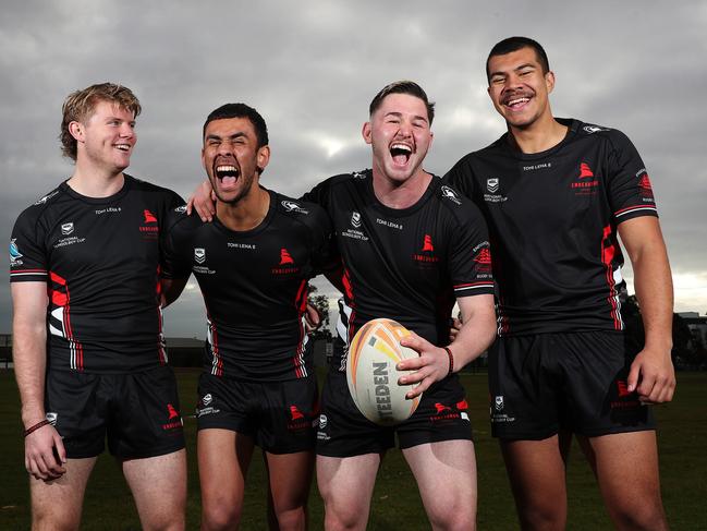 Endeavour Sports High School students Callum Perryman, Kyle Weatherall, Billy Burke and Joshua Finau. Picture: Brett Costello