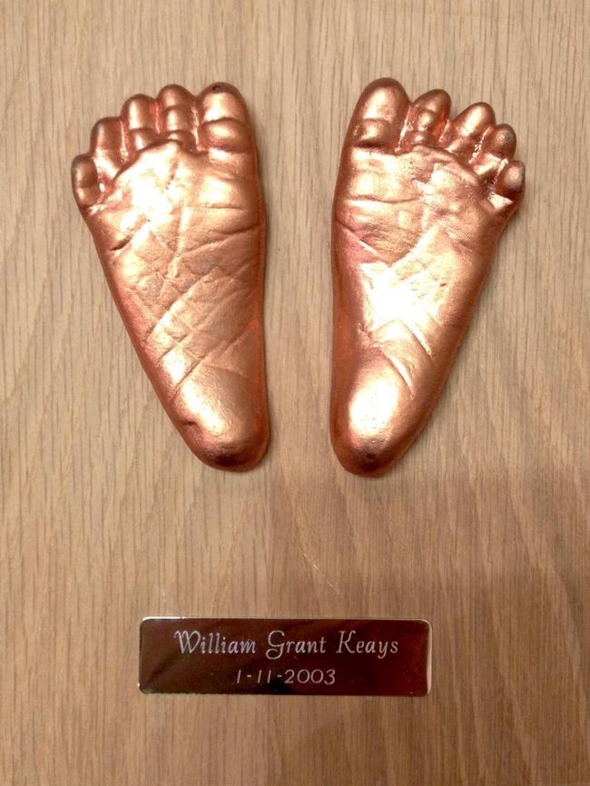 A plaster cast of baby William’s feet.