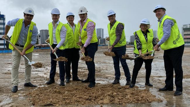 The Sod turning at the old Gold Coast Hospital site where the $500 million Queen Street Village will be built. Picture: Andrew Potts