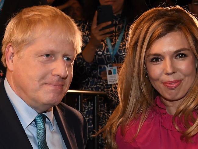 Boris Johnson with partner Carrie Symonds. Picture: AFP