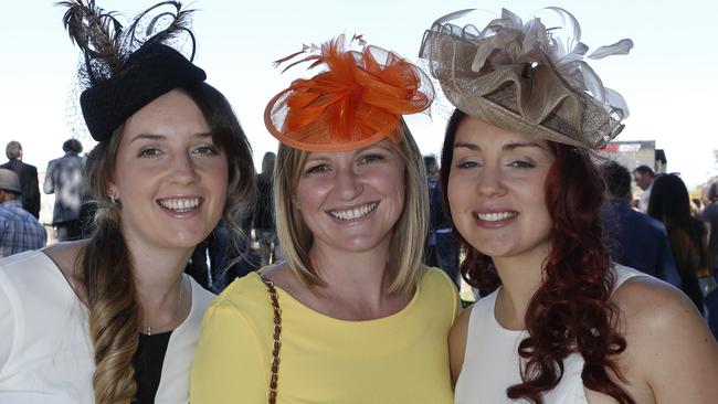 Jody Katon, Leanne Lolic and Dennie Woodward get dressed up for South Grafton Cup Day. Photo Adam Hourigan / The Daily Examiner