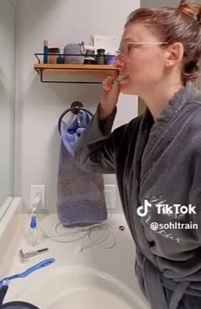 Prior to her job loss, Jen featured clips of her morning routine. Picture: TikTok/sohltrain