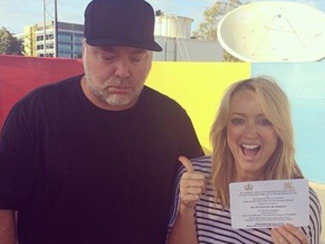 Who’s a lucky girl? Jackie ‘O’ shows off her invite to an unimpressed Kyle Sandilands.