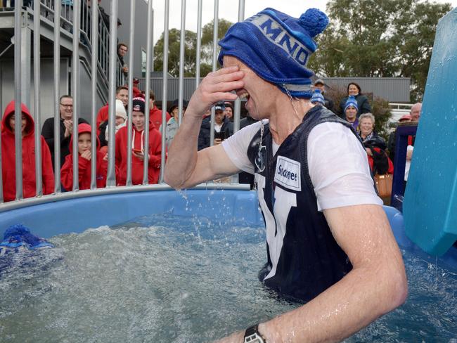 EFL chief executive Phil Murton after taking a dip in the Freeze MND bucket. Picture: Steve Tanner