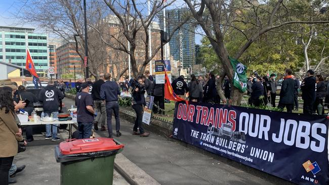 RTBU members enjoyed a BBQ at Central Station as Sydney trains strikes crippled the network last month. Picture: William Tyson