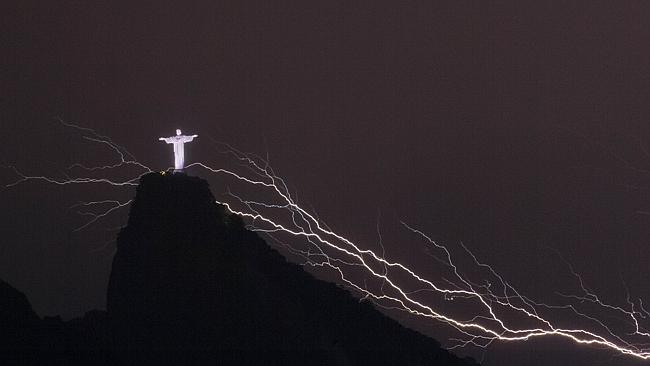 Exposed ... Lightning frequently strikes the 30-metre-high statue. Picture: AFP