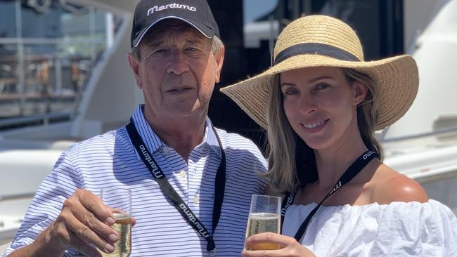 Jim Nelson and daughter Natasha at the Sanctuary Cove Boating Festival. The grandfather has purchased a M51 Maritimo Flybridge Cruiser.