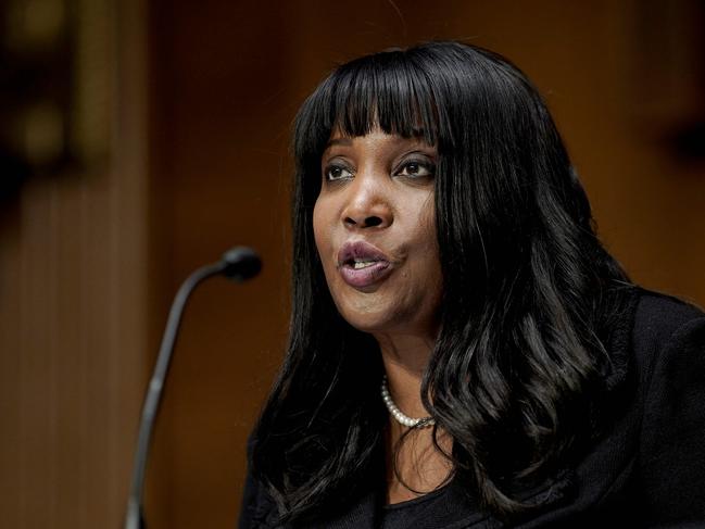 (FILES) In this file photo taken on February 02, 2022 Dr. Lisa DeNell Cook, of Michigan, to be a Member of the Board of Governors of the Federal Reserve System, speaks before a Senate Banking, Housing and Urban Affairs Committee confirmation hearing on Capitol Hill on February 3, 2022 in Washington, DC. - The US Senate on May 10, 2022 confirmed Lisa Cook to the Federal Reserve, making her the first Black woman to serve on the central bank's board. (Photo by Ken CEDENO / POOL / AFP)