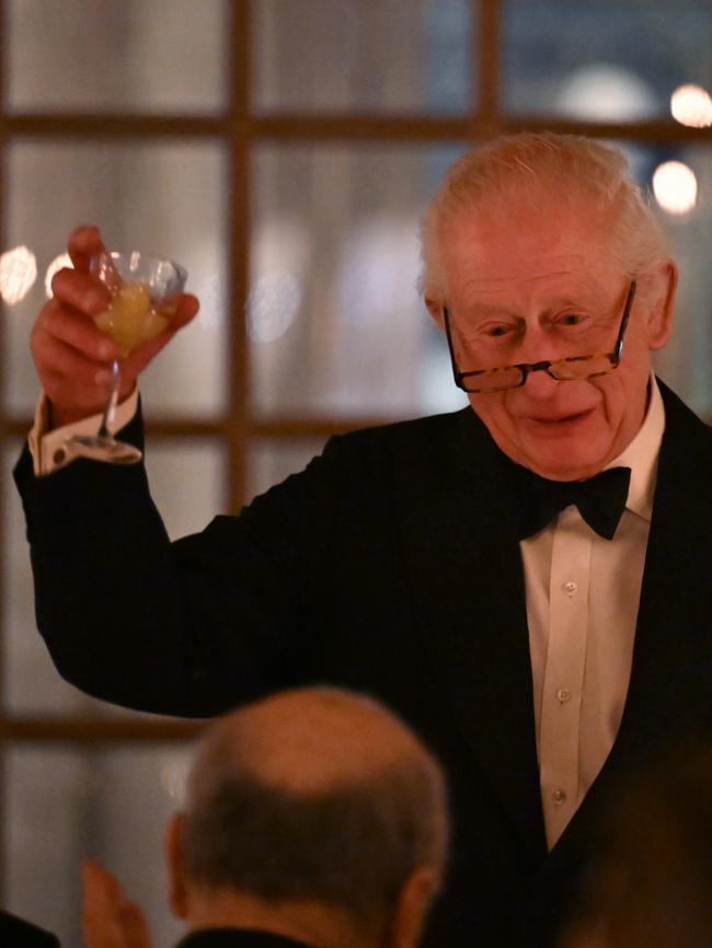 The King’s advancing years seemed self-evident at the dinner. Picture: Finnbarr Webster/Getty Images