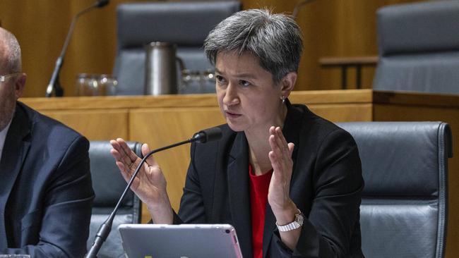 DFAT Secretary Frances Adamson and Senator Marise Payne were questioned by Senator Penny Wong during estimates at Parliament House in Canberra. Picture: Gary Ramage