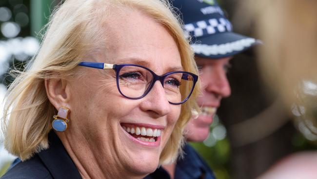 Lord Mayor Sally Capp and Victoria Police Commander Tim Hansen. Picture: Jay Town