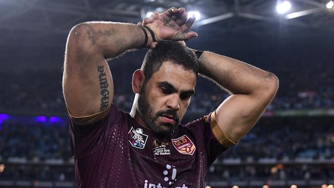 Greg Inglis’ Origin career is hanging by a thread. Picture: AAP Image/Dan Himbrechts