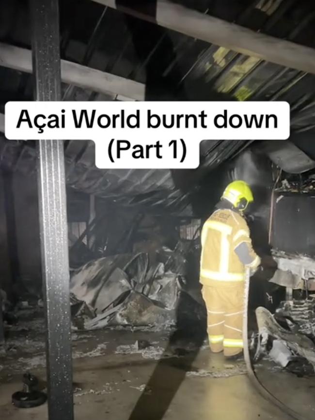 In a TikTok post, the owners of Acai World said they believed the arson attack was “targeted”. Picture: TikTok