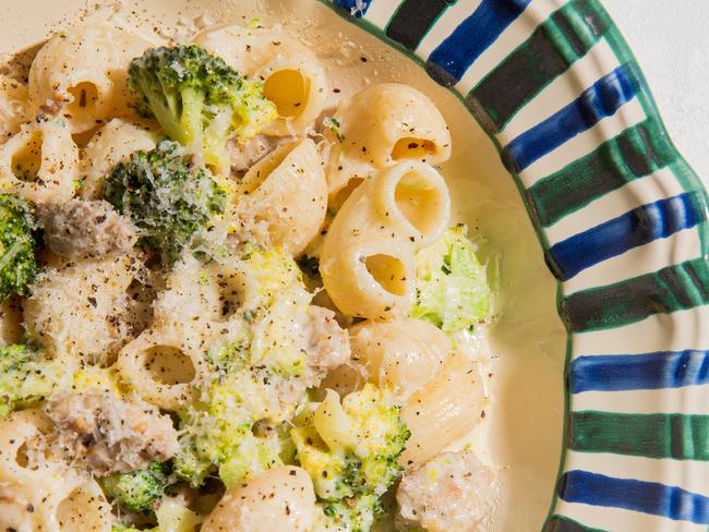 EMBARGO FOR TWAM 24 JUNE. FEE MAY APPLY. Four pastas, Sausage and Broccoli Pasta recipe by Elizabeth Hewson. TWAM exclusive. Photo: Nikki To