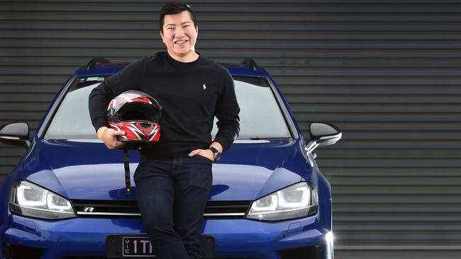 Track Day at Sandown Raceway where people can drive their own cars on the track. Will Tran with his VW Golf R. Picture: Josie Hayden