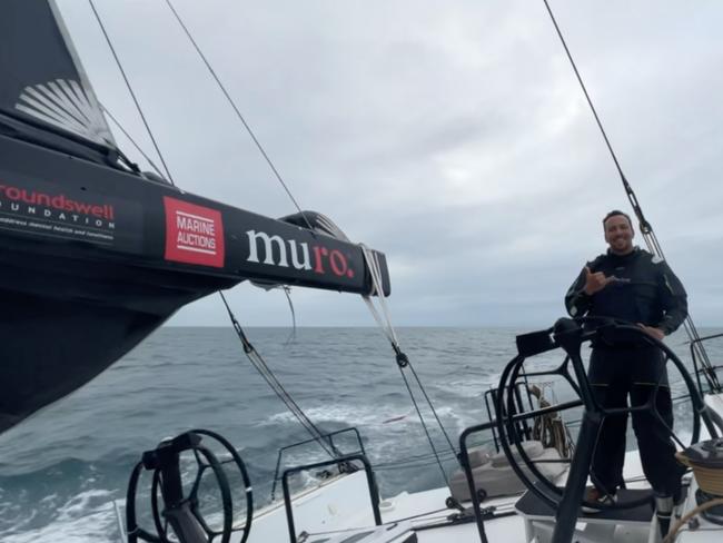 Xavier Doerr at the helm of Stefan Racing, offshore of Mackay Credit - Theodore Somssich