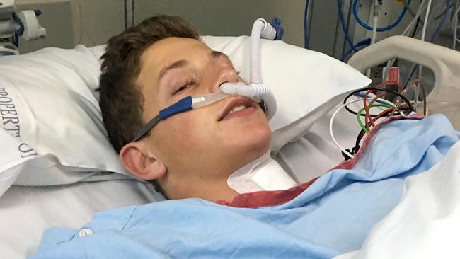 Ollie Bierhoff after the first operation in August, 2018. Picture: AAP/Steve Pohlner