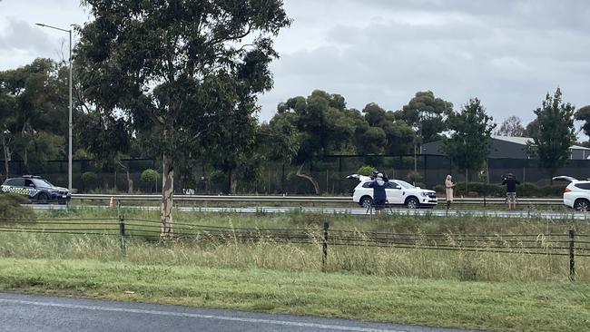 Police at the scene of the fatal hit-run near Truganina. Picture: Supplied