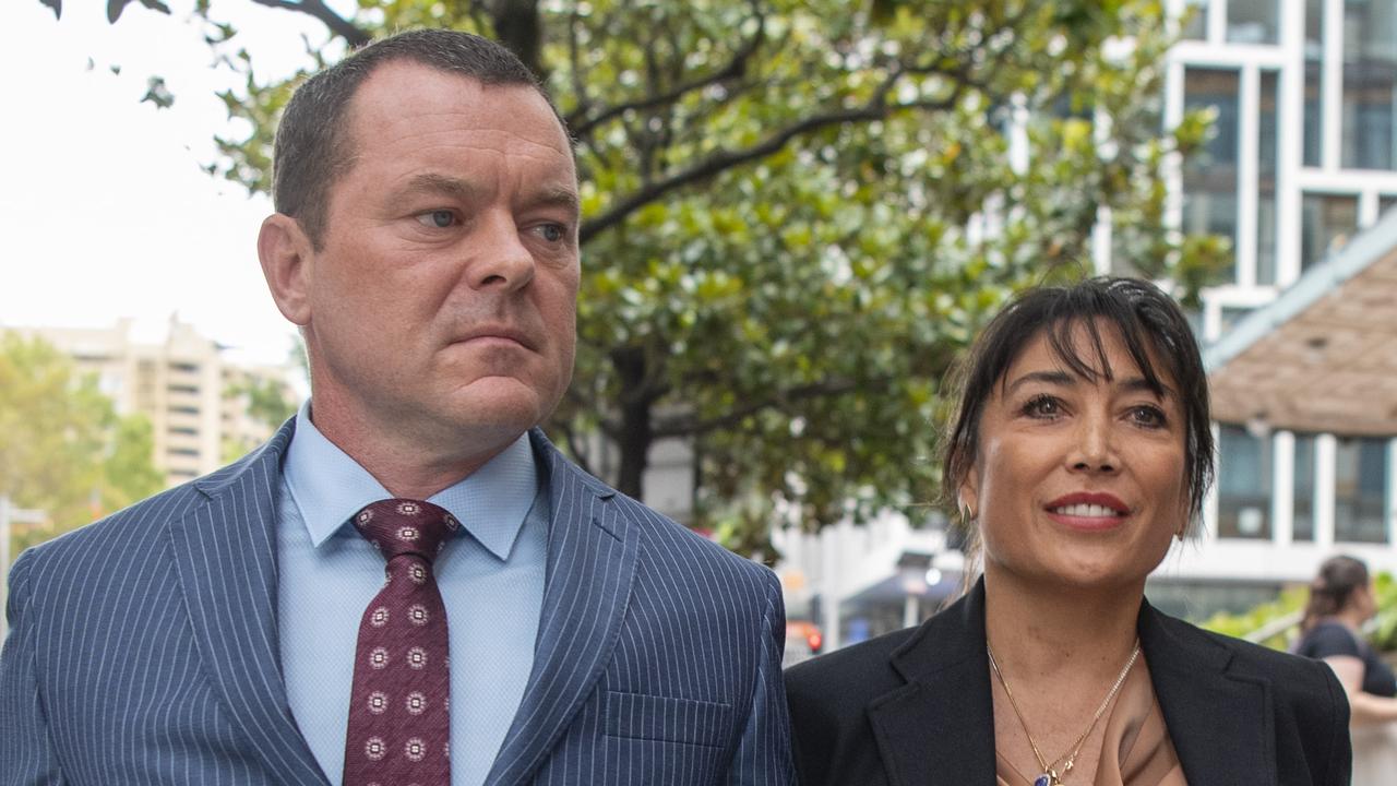 Analisa Josefa Corr, daughter of late Filipino dictator Ferdinand Marcos, and her partner James Alexander Corr at Downing Centre Court after being charged with attacking someone while drunk on a flight from Hobart. Picture: Simon Bullard