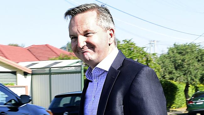 Labor Treasury spokesman and leadership contender Chris Bowen outside his childhood home in Smithfield, Sydney, yesterday. Picture: AAP