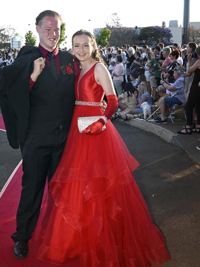 Harristown High School formal 2020 at Highfields Cultural Centre. A.J. Bateup and Alana Priest.