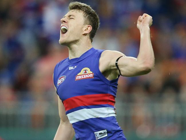 AFL. 1st Preliminary Final. Greater Western Sydney GWS vs Western Bulldogs at Spotless Stadium. Jack macrae celebrates the sealer . Pic: Michael Klein
