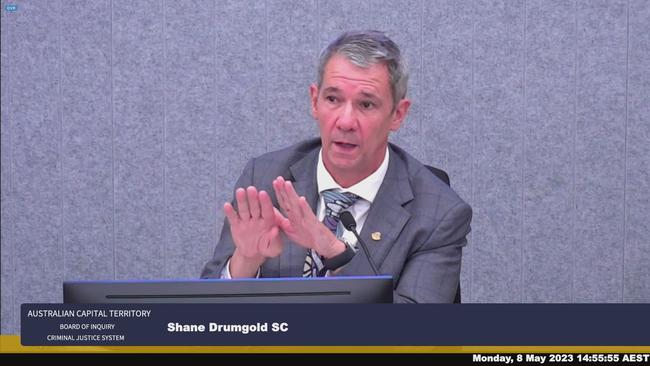 Shane Drumgold SC speaking on Day 1 of public hearings of the ACT’s Board of Inquiry into the Criminal Justice System.