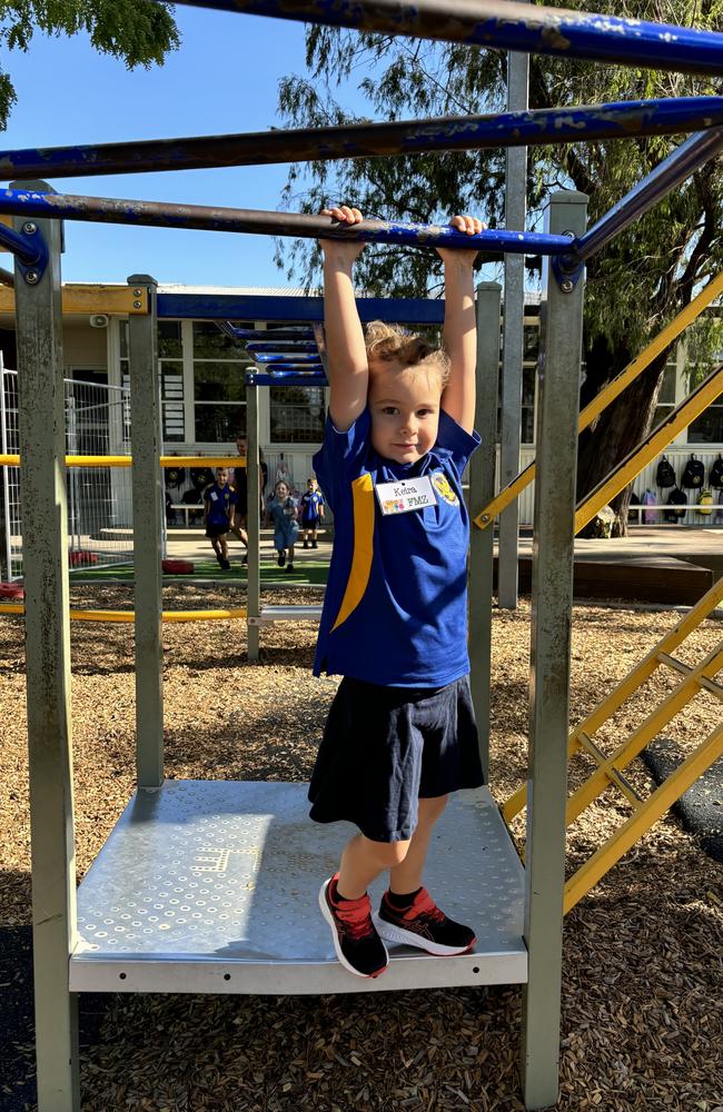 Keira Jafer during her first week of prep at Bourchier St Primary School in Shepparton. Picture. Abby Walter