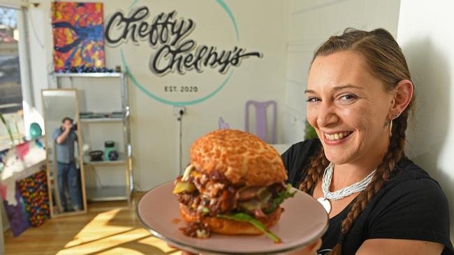 Michelle Lowe at her Cheffy Chelby’s venue in Port Noarlunga. Picture: Tom Huntley