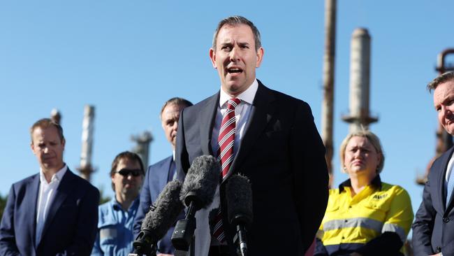 Treasurer Jim Chalmers at a press conference in Brisbane on Tuesday described Rex’s predicament as “a concerning development”. Picture: NewsWire / Lachie Millard