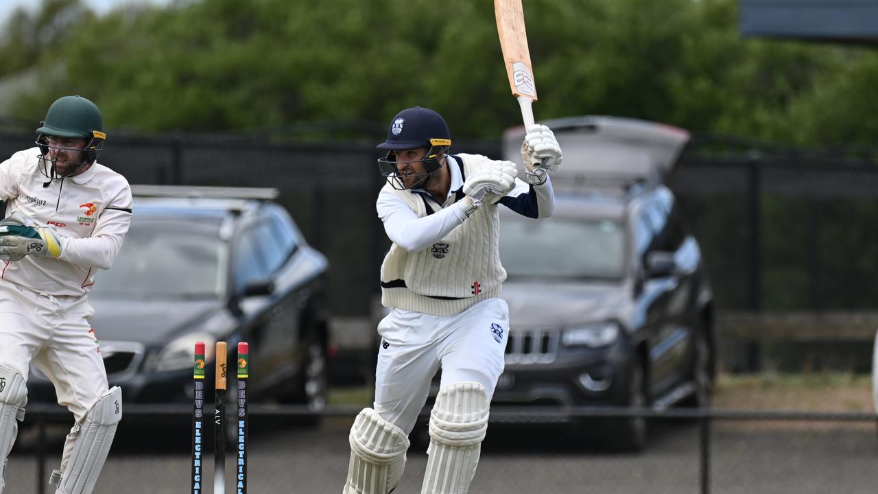 Lara's Dan Weigl batting against Leopold in Round 13. Picture: Wes Cusworth