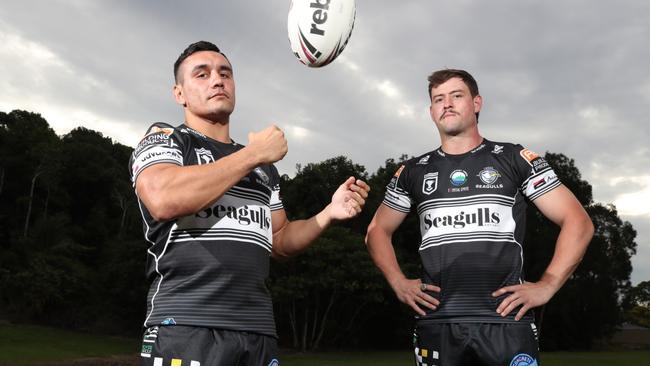 Tweed Seagulls players Brent Woolf and Will Brimson ready to play in the Queensland Cup. Picture Glenn Hampson