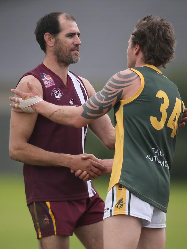 OSB Lonsdale's Trevor Rigney (left) is no stranger to the big sticks. Picture: AAP/Dean Martin