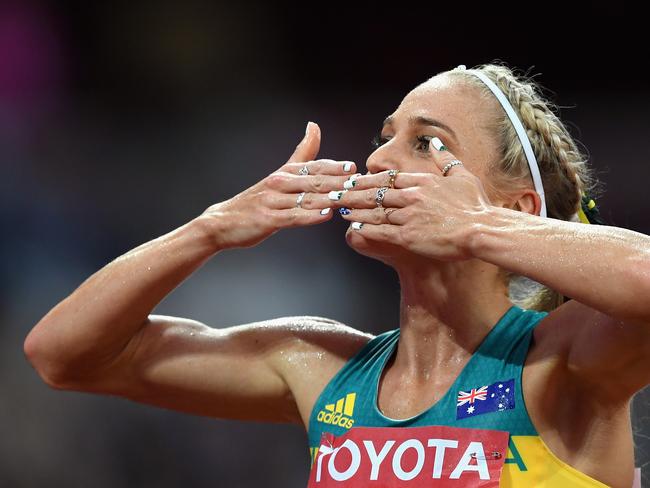 Genevieve LaCaze of Australia reacts after competing in the Women's 3000 metres Steeplechase heats during day six of the 16th IAAF World Athletics Championships London 2017 at The London Stadium on August 9, 2017 in London, United Kingdom. (Photo by Shaun Botterill/Getty Images)