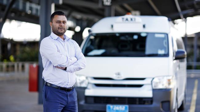 Inner west taxi driver Deepak Malhorta said the industry will be “cornered” by Uber encroaching on their market. Picture: Sam Ruttyn