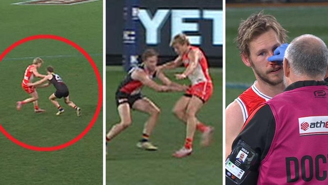 Isaac Heeney gave Jimmy Webster a bloody nose after this incident.