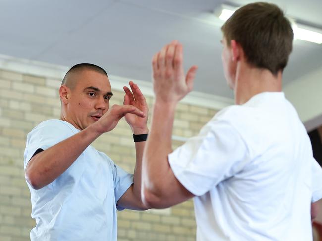 Tim (L) and Nikita (R) mucking around in the ring. Picture: Brendon Thorne/Getty Images