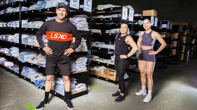 LSKD chief executive Jason Daniel at his warehouse with staff Kristi Malouf and Kitahna Huata.