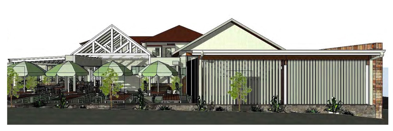 A render of the Commercial Hotels' beer garden.
