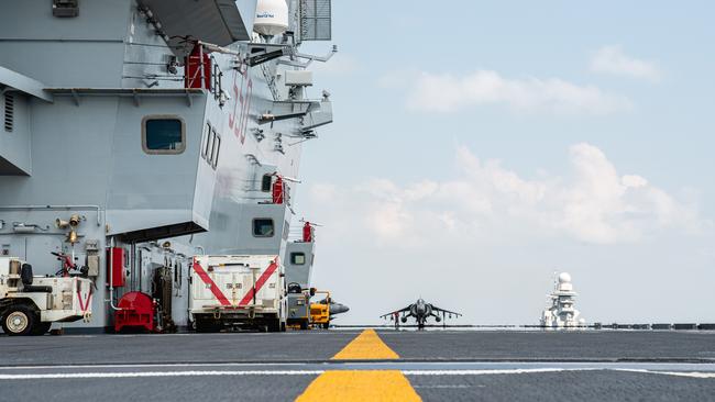 Italian aircraft carrier ITS Cavour was the first aircraft carrier to participate in Exercise Pitch Black 2024, in Australia’s north. Picture: Pema Tamang Pakhrin