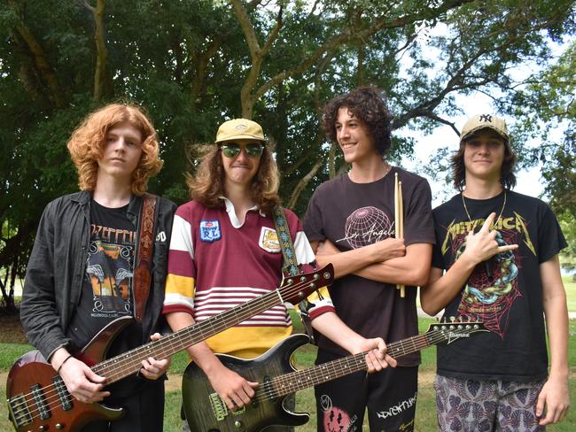 Ashton Shepherd, Jack Homewood, Brock Medhurst and Kai Appenzeller of Bowen band Gleezus. Photo: Zoe Devenport