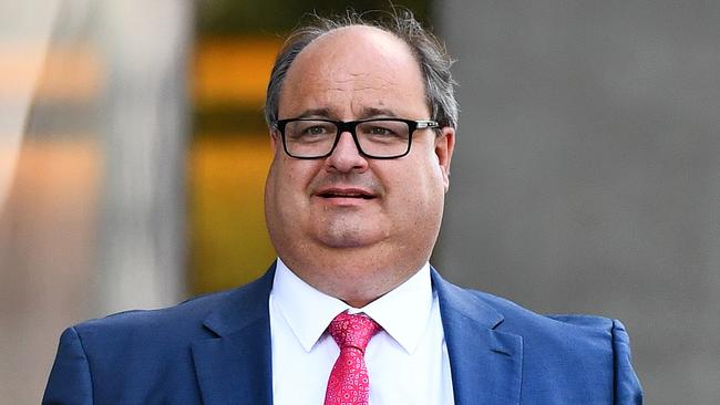 Clive Mensink, the nephew of Clive Palmer, leaves the Supreme Court in Brisbane, Wednesday, April 20, 2016. Mr Mensink Mr Mensink has asked the court to issue an injunction preventing the Queensland Nickel administrators from appointing receivers to three other Palmer nickel companies who were in a joint venture with QN. (AAP Image/Dave Hunt) NO ARCHIVING