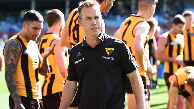 ADELAIDE, AUSTRALIA - SEPTEMBER 20: Alastair Clarkson coach of the Hawks after the round 18 AFL match between the Hawthorn Hawks and the Gold Coast Titans at Adelaide Oval on September 20, 2020 in Adelaide, Australia. (Photo by Mark Brake/Getty Images)