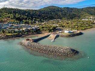 A birds-eye view of the restored rock seawall at Whisper Bay. Picture: Th3rd Dimension Media