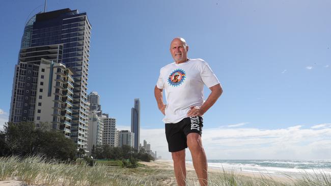 Nightclub owner and former councillor Billy James at Northcliffe beach after Surfers Paradise was locked down. Picture: Glenn Hampson