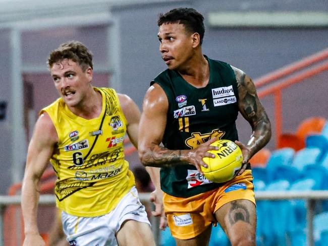 Nightcliff and St Mary's clash in a blockbuster NTFL clash on Friday night. Picture: Celina Whan / AFLNT Media