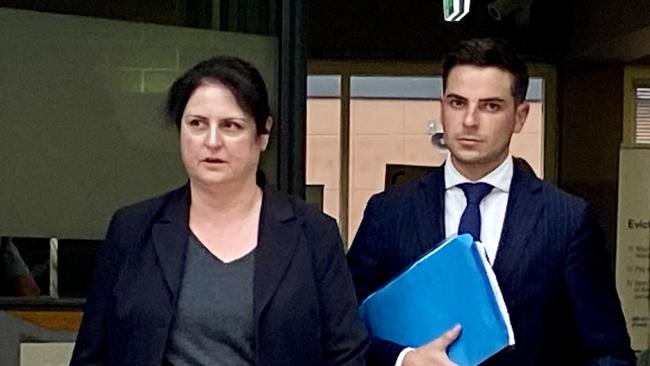 Michelle Manousis (left) with her lawyer Matthew Laba after she was convicted of animal cruelty. Picture: Ashleigh Tullis