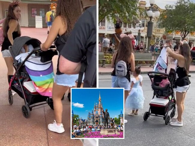 ‘Shameless’ Disney guests beat soaring entry fees by sneaking in kids in strollers. Picture: TikTok / myfrienditsmebarbie